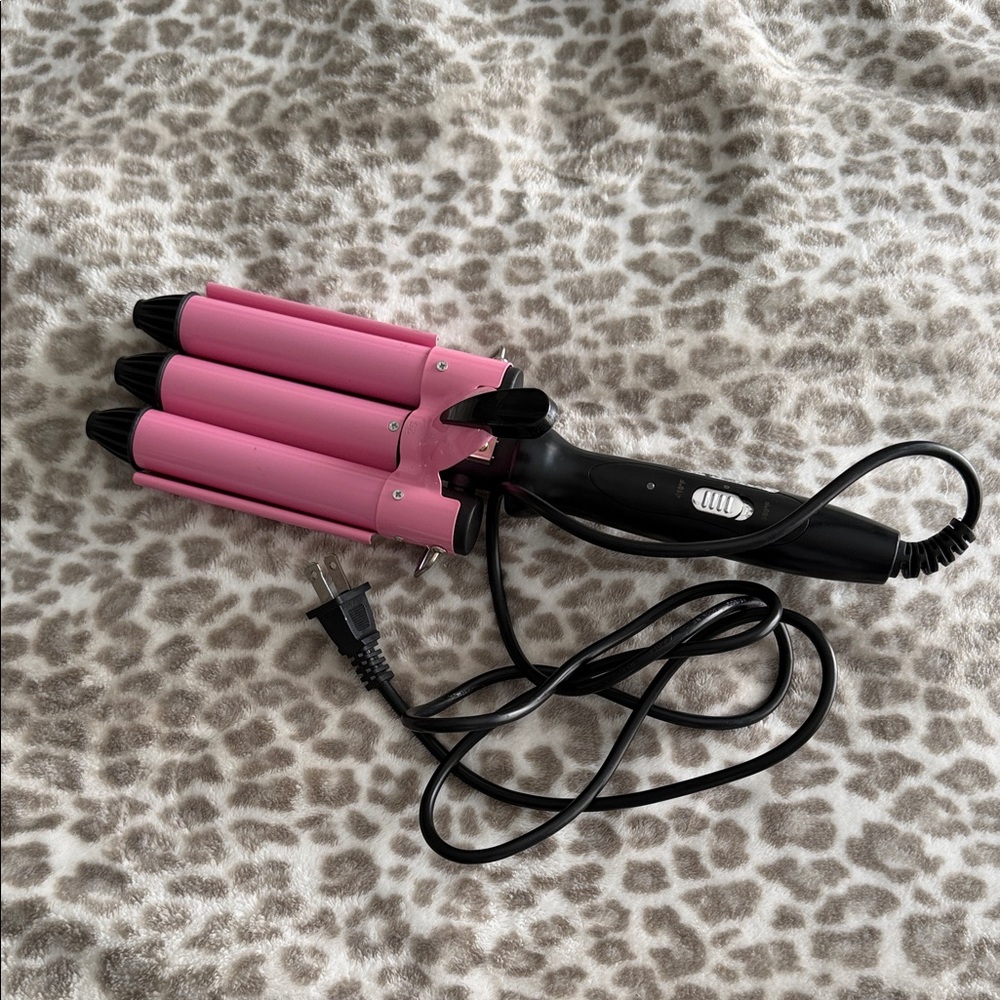 Pink Triple Barrel Hair Waver Curling Iron